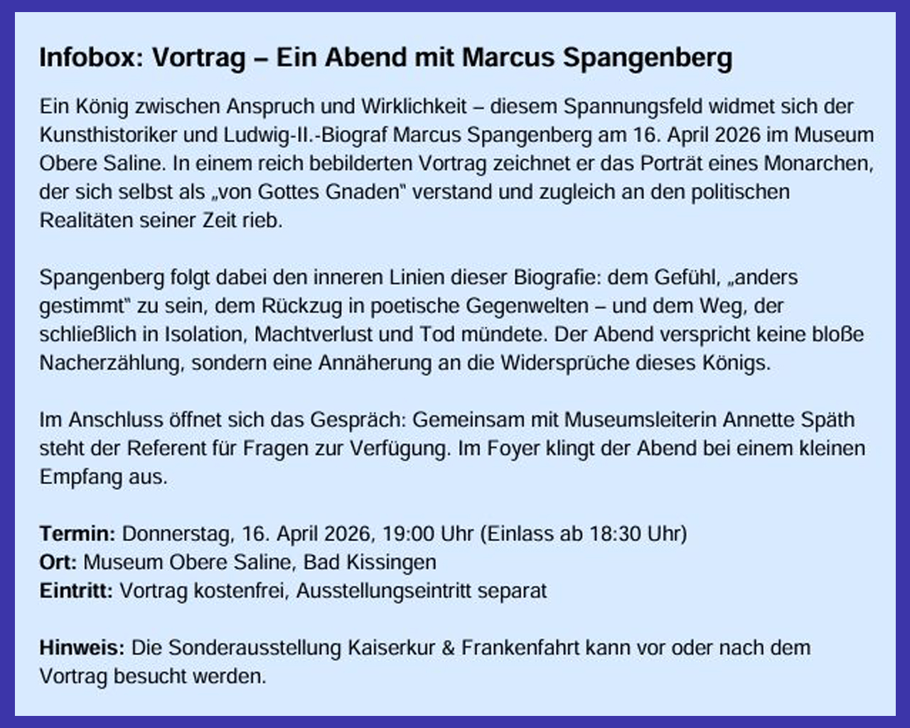 Infobox zum Vortrag von Marcus Spangenberg